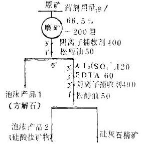 试验流程及浮选条件